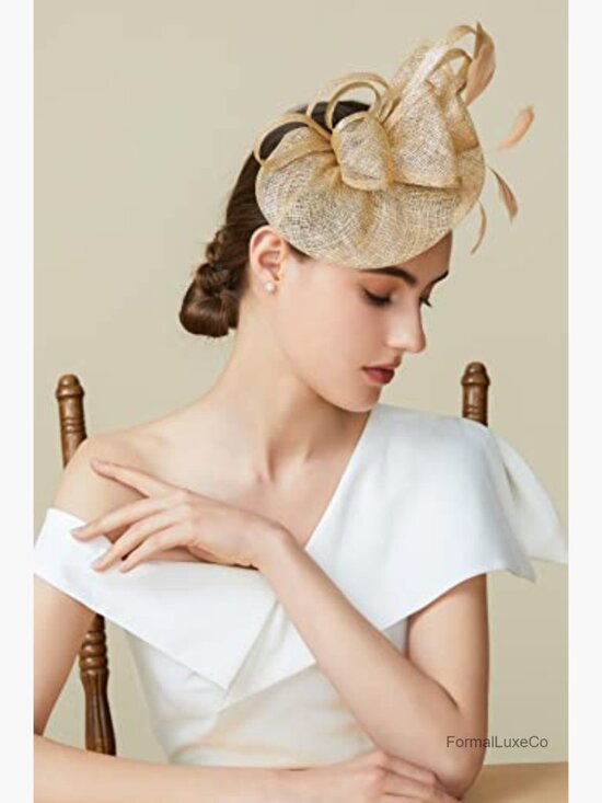 Pillbox Fascinator Hat with Feathers Derby Tea Party Headband